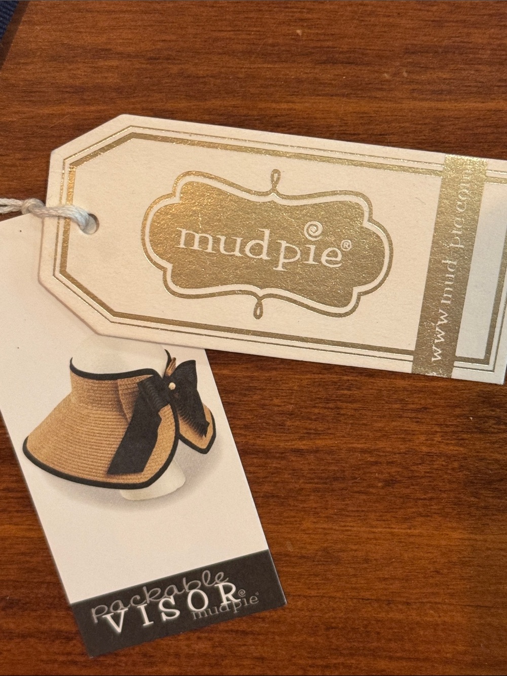 NWT Mud Pie Carlyle Packable Sun Visor Straw Hat Navy Anchor Travel Roll Up NEW - Picture 9 of 13